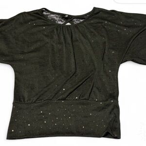 Iz Byer Black Blouse with Silver Accents